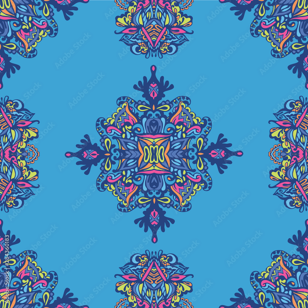 Colorful Ikat seamless pattern for textile, wallpaper, card or wrapping paper.