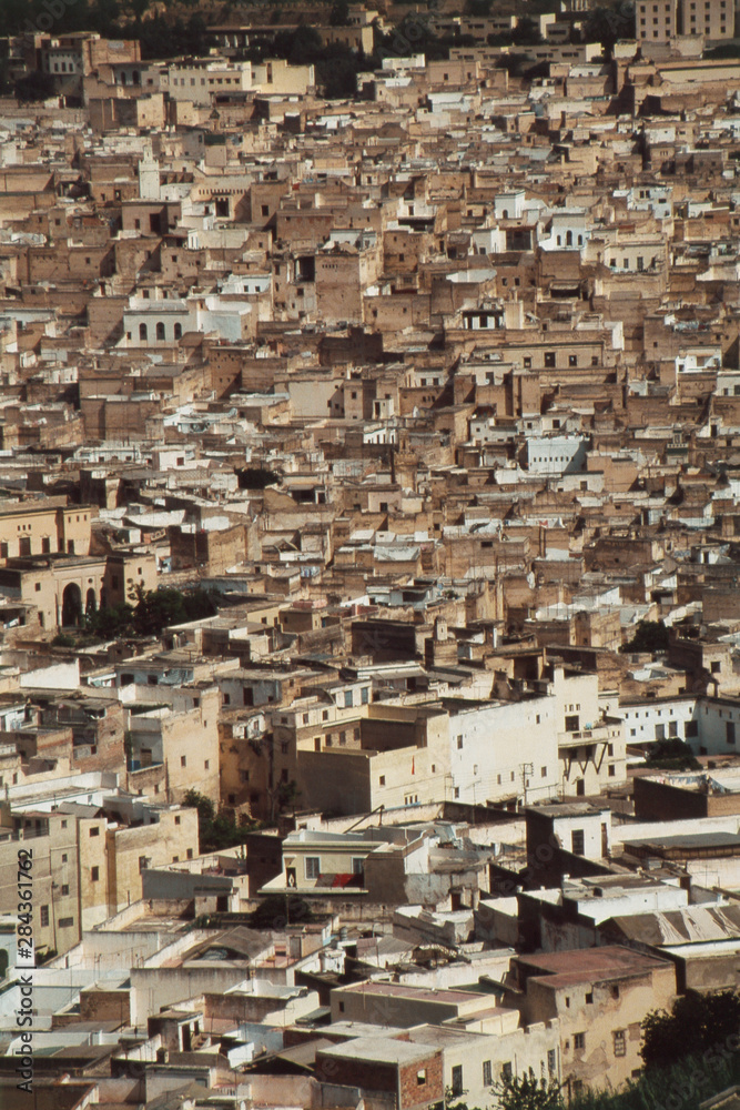 Morocco, Fes, Aerial view of Cityscape