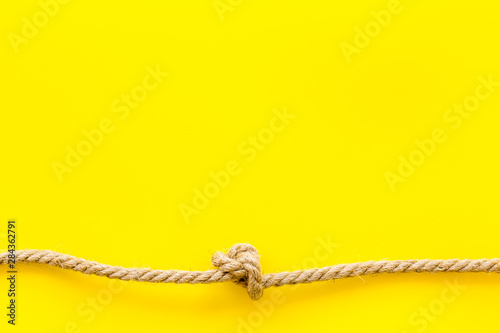 isolated rope mockup on yellow background top view