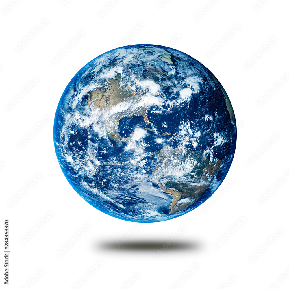 Earth planet concept hovering on a white background showing America - obrazy, fototapety, plakaty 