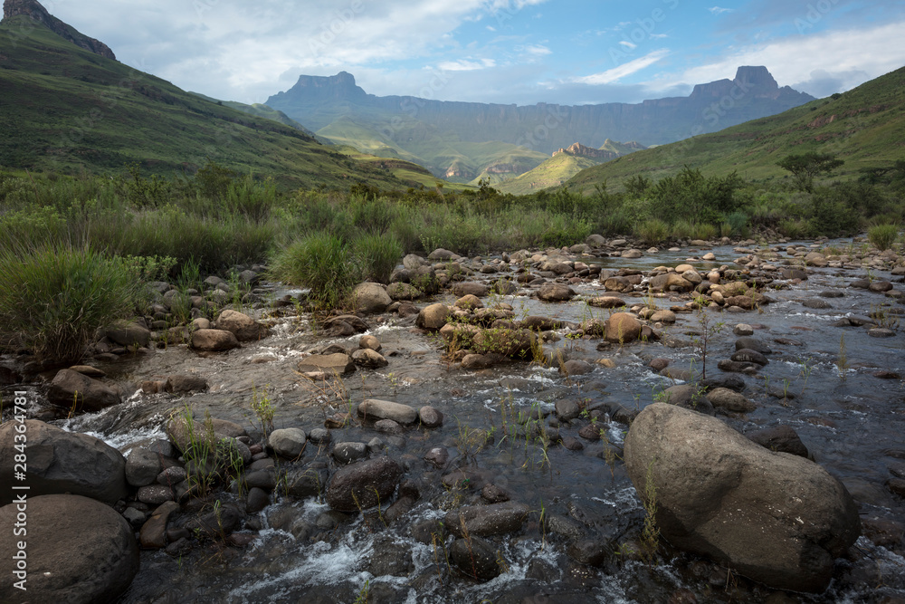 Royal Natal National Park with a view of the Amphitheatre. UKhahlamba ...