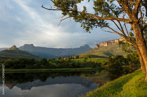 Royal Natal National Park with a view of the Amphitheatre. UKhahlamba Drakensberg Park. KwaZulu Natal. South Africa. photo