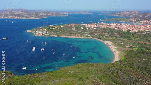 Aerial view of la Sciumara beach in Sardinia, Italy photo