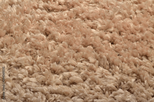 Texture of modern beige shaggy carpet - background