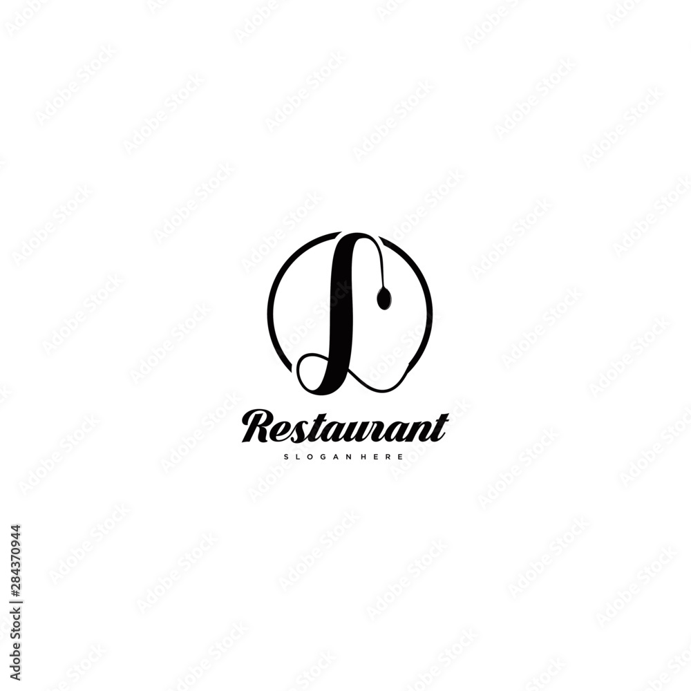 Restaurant Logo Template Spoon Fork Plate Letter L Company Name Initial Logo Design Stock Vector Adobe Stock