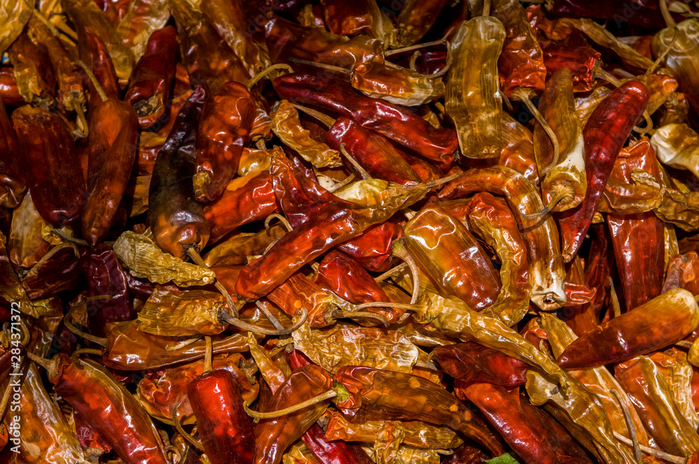 Chili on sale on a street market, Bhutan Chili on sale on a street market, Bhutan