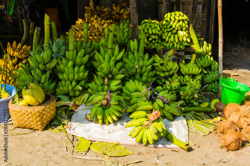 Myanmar. Mandalay. Bunches of bananas for sale.