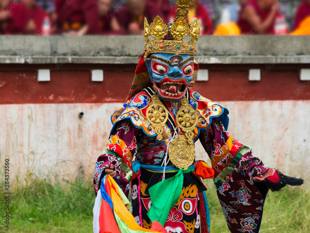 Mask dance performance at a Buddhist festival, Juli Temple, Xinduqiao, western Sichuan, China Mask dance performance at a Buddhist festival, Juli Temple, Xinduqiao, western Sichuan, China