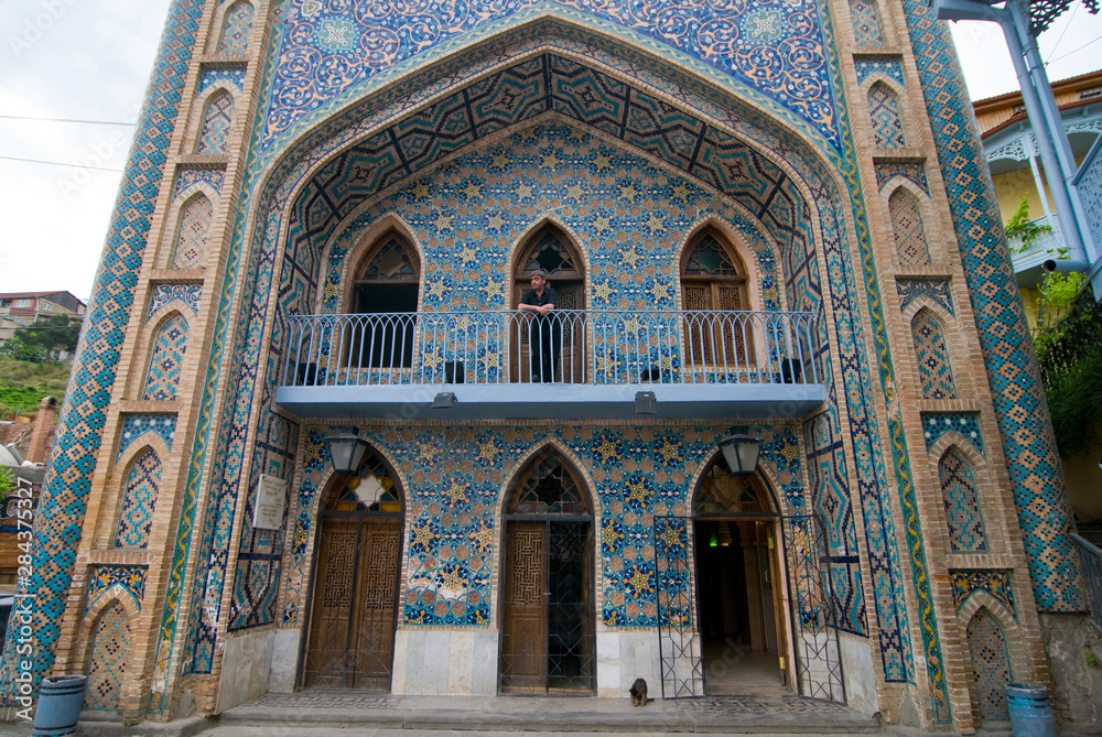 Orbeliani Bathhouse, tiles facade, Islamic styled Sulfur Baths, Tbilisi, Georgia