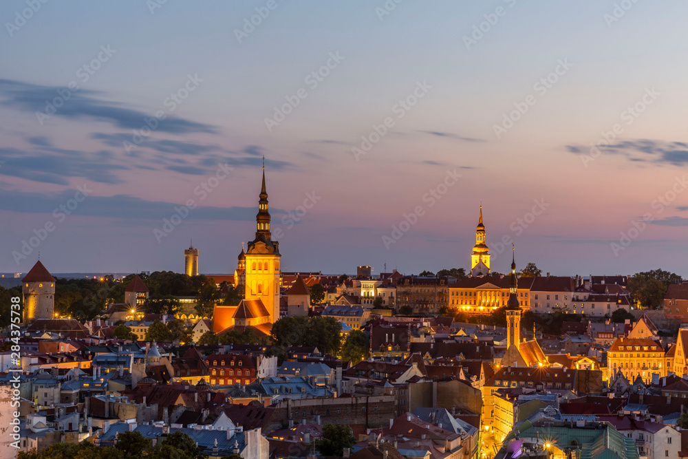 Evening view of well preserved Tallinn old town
