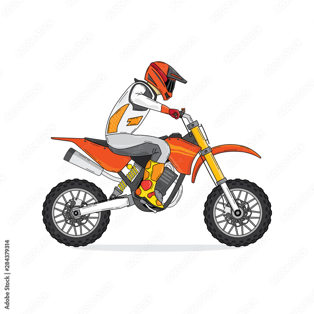 Fototapeta motocross with rider in simple graphic