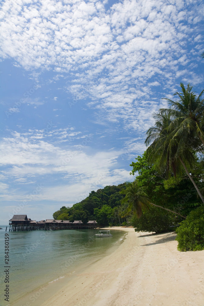 Beach and palm trees, Palau Pangkor Laut, West coast, Malaysia
