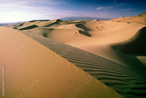 Asia, Mongolia, Gobi Desert. Khongoryn sand dunes. photo