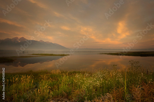 montana's wild country, 9 pipes water lake reservoir sunset reflection 