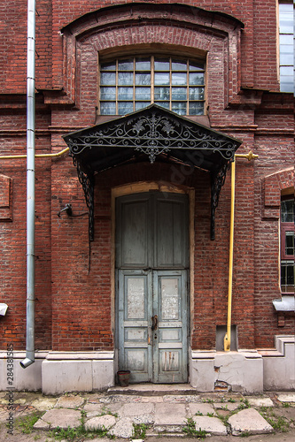 Facade from red briks in Kharkiv