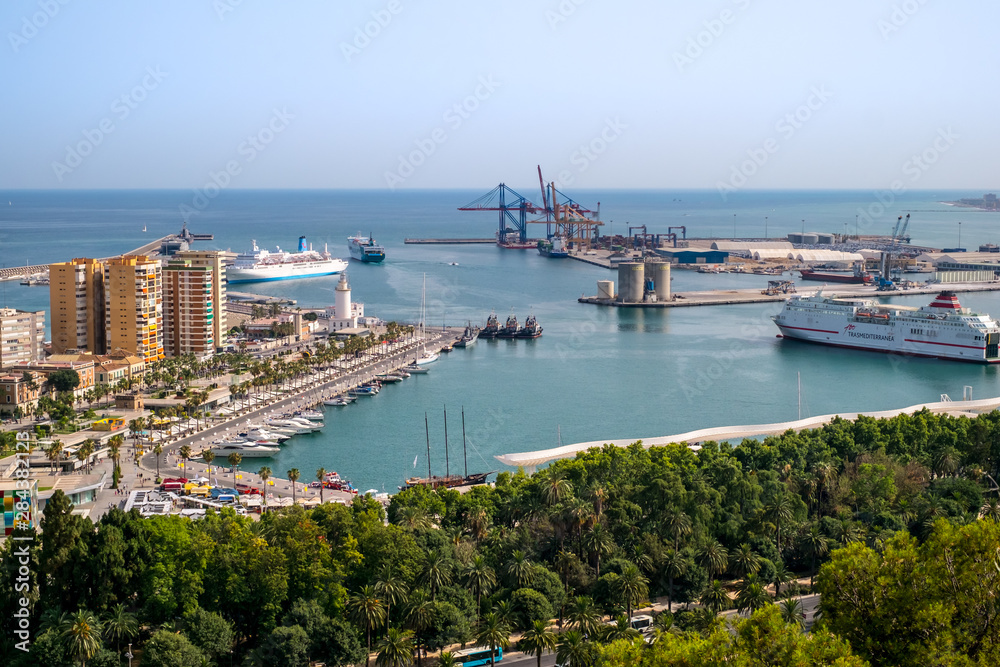 Aerial view of the Malaga port