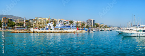 High Definition Panorama of Lighthouse Beach and yachts anchored photo