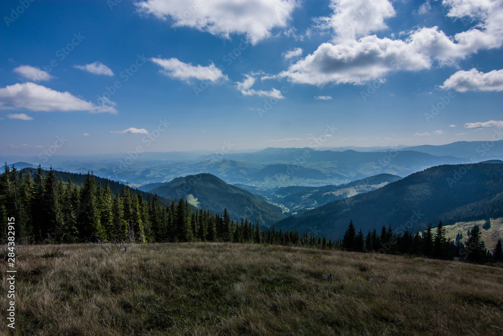 Panoramic top view in Carpathian