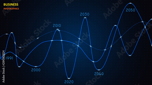 Vector infographic in the form of a luminous variable graph. EPS 10