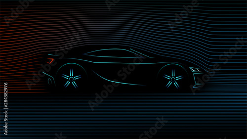 Stylized silhouette sports car. Vector illustration