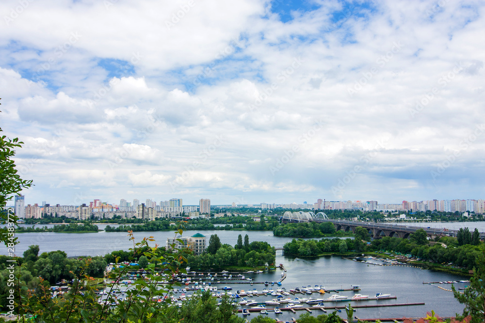 Top view of left bank of Kyiv, Ukraine