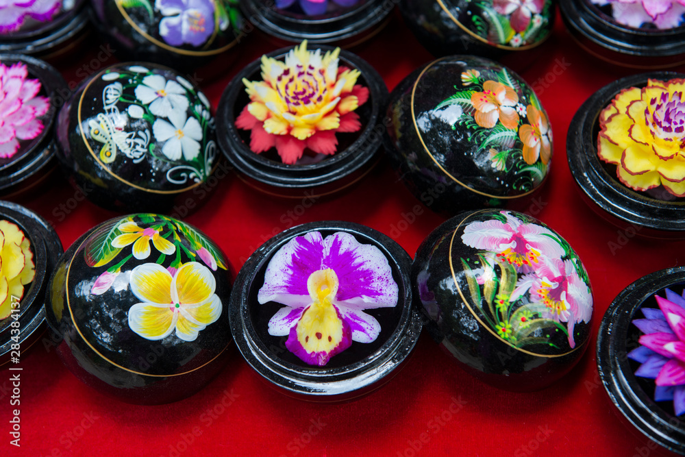 Thailand, Samui Island, Ko Samui. Traditional handicrafts, intricately carved soap to look like tropical flowers. Thailand, Samui Island, Ko Samui. Traditional handicrafts, intricately carved soap to look like tropical flowers.