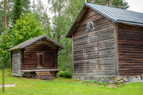 Old wooden stables and sheds in Enonkoski in Finland