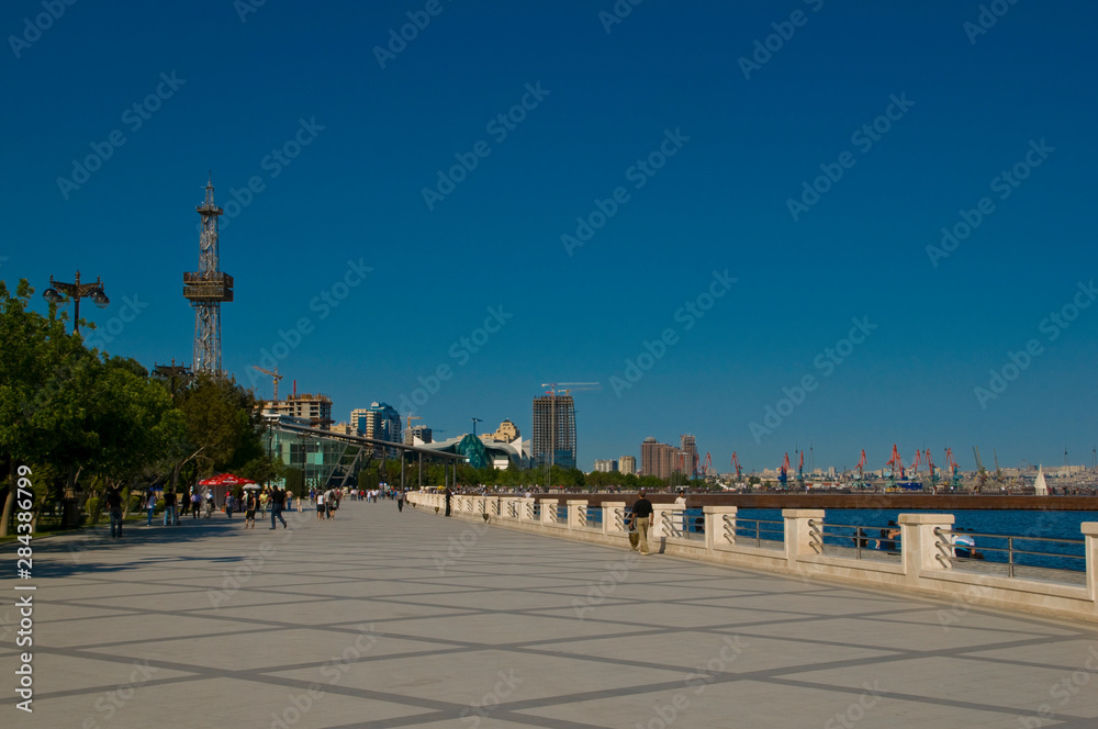 Pedestrians at Baku seafront, Azerbaijan