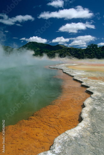 New Zealand, North Island, Rotorua Thermal area, Wai-o-tapu, Champagne Pool thermal pool.