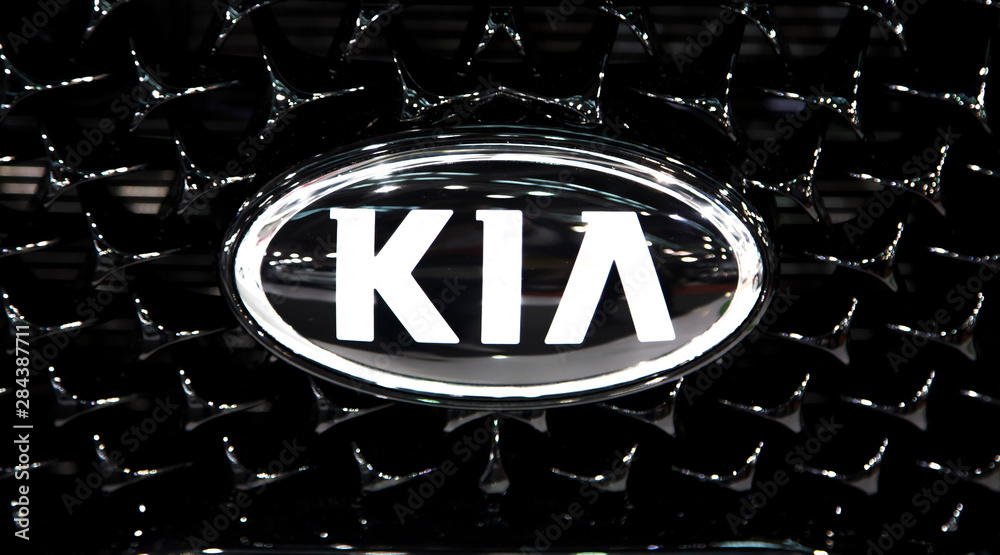Detail of the Kia car. Kia was founded in 1944 and is South Korea  second-largest automobile manufacturer. Stock Photo | Adobe Stock