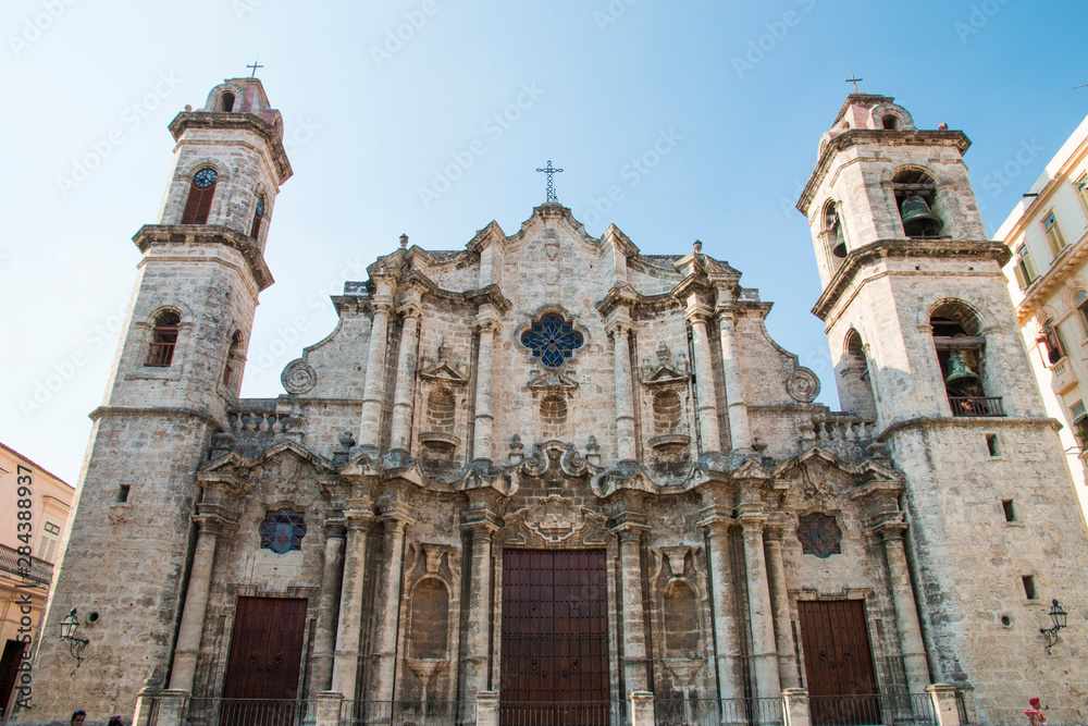 Cuba, Havana. Plaza de la Catedral, Cathedral San Cristobal.