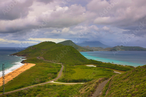 St. Kitts, Saint Kitts, Caribbean. Dramatic Drive to the end of the South Peninsula