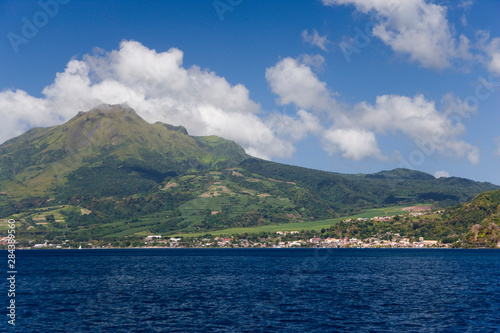 MARTINIQUE. French Antilles. West Indies. Pitons du Carbet rise above town of Le Carbet.