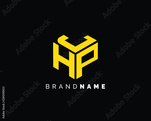 Creative and Minimalist Letter JHP Logo Design Icon, Editable in Vector Format in Black and Gold Color photo
