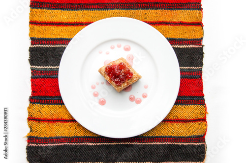 cake with strawberry jam