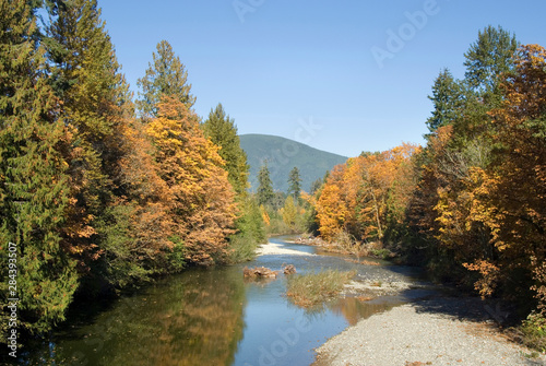 Canada, British Columbia, Cowichan Valley. The Robertson River leading into Cowichan Lake photo