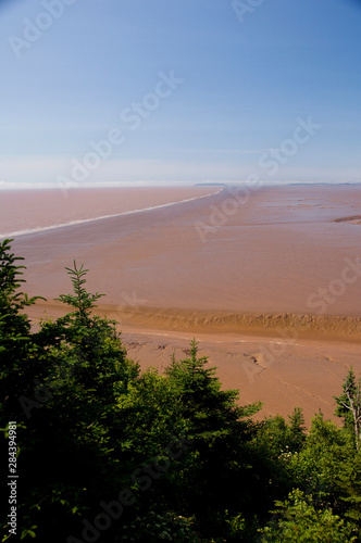 Canada, New Brunswick, Hopewell Cape, Bay of Fundy. Daniel Flats, view of mud flats at mid-tide.