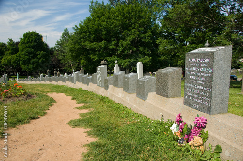 Canada, Nova Scotia, Halifax. Fairview Lawn Cemetery, home to the largest number of Titanic grave sites in the world, 121.