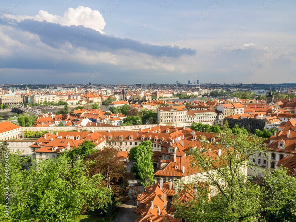 Czech Republic, Prague. Prague rooftops as seen from above.