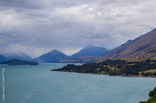 view of northern end of Lake Wakatipu in the South Island , New Zealand