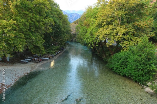 View from the bridge of Glyki village the Acheron river near Acheron springs in Thesprotia, Greece  photo