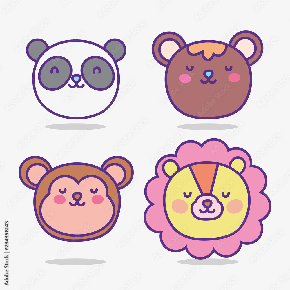 cute animals cartoon flat design cute animals cartoon flat design