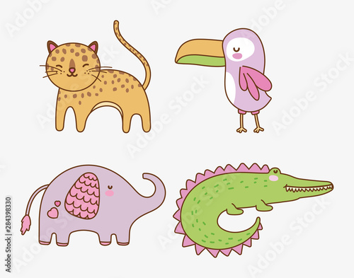 cute animals cartoon flat design