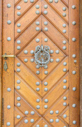 Czech Republic, Bohemia, Prague, Schwarzenbersky Palace Door.