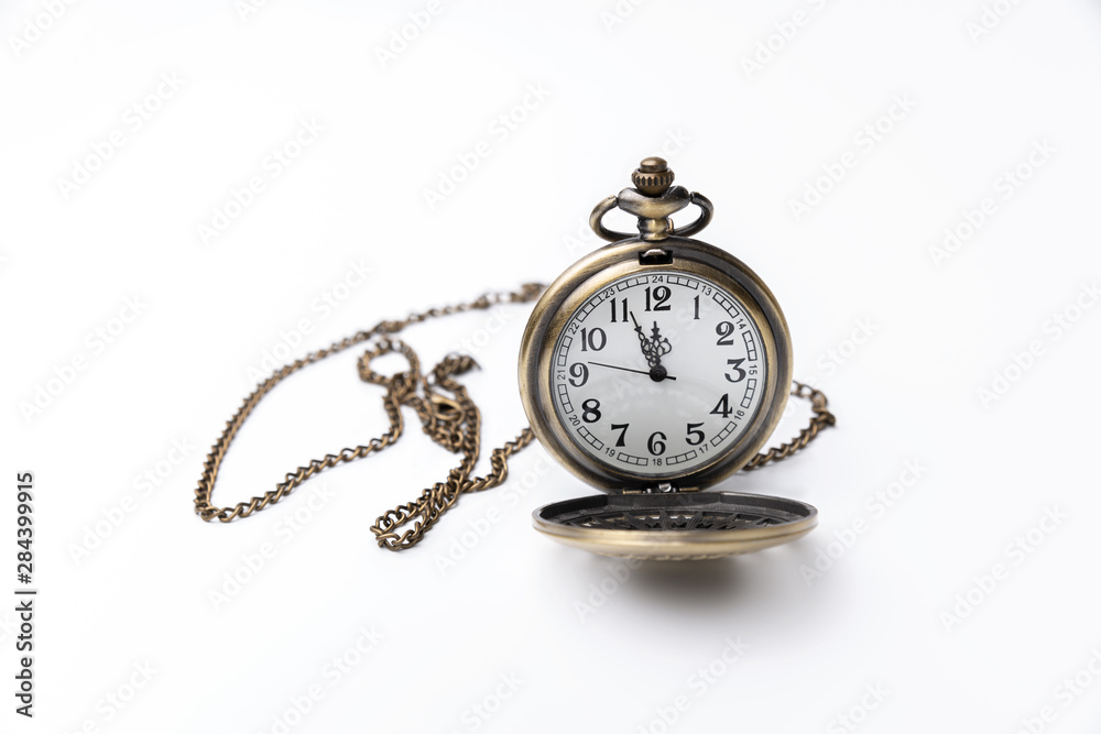 Old pocket watch closeup isolated on white background Old pocket watch closeup isolated on white background