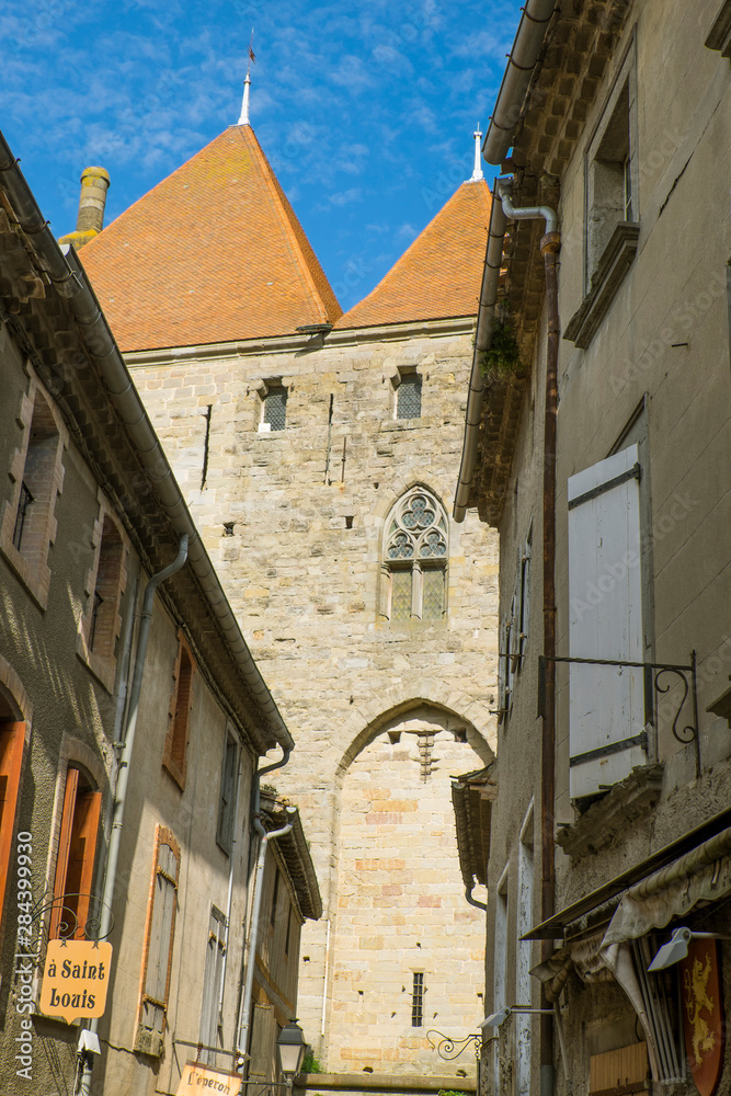 France, Languedoc-Roussillon, ancient fortified city of Carcassonne, UNESCO World Heritage Site.