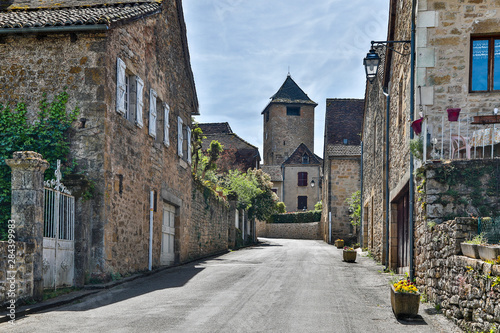 Fototapeta Naklejka Na Ścianę i Meble -  France, Alvignac. The main street in town