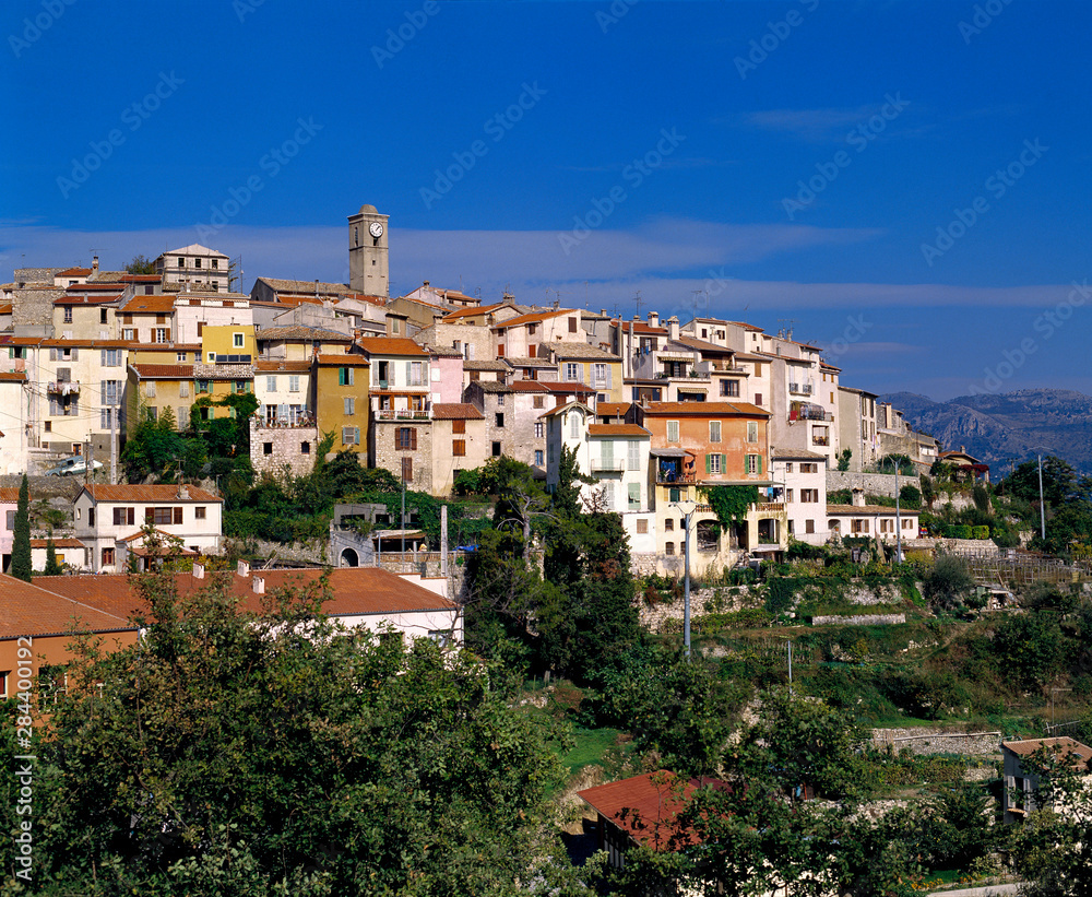 France, St. Jeanette. St.-Jeanette is perched on Baou de St.-Jeanette above the Mediterranean Sea in southern France.