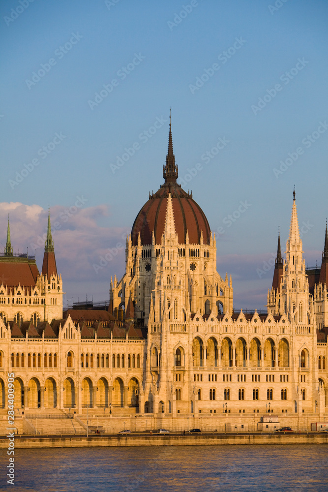 Hungary, Budapest. Parliament Building on Danube River. Credit as: Jim Zuckerman / Jaynes Gallery / DanitaDelimont.com