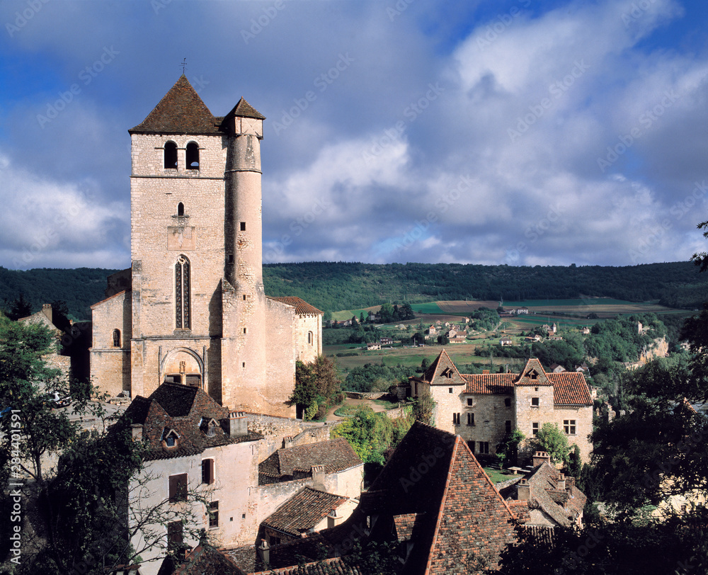 France, St. Cirq Lapopie. The medieval village of St. Cirq Lapopie sits above the Lot river Valley in France.